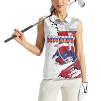Slovakia Women Sleeveless Polo Shirt Flag Grunge Half Style with Slovak Pattern