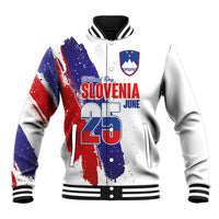 Slovenia Statehood Day Baseball Jacket 25 June National Flag Color Brush Stroke Style