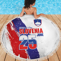 Slovenia Statehood Day Beach Blanket 25 June National Flag Color Brush Stroke Style