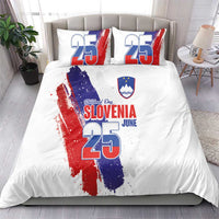 Slovenia Statehood Day Bedding Set 25 June National Flag Color Brush Stroke Style