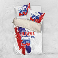 Slovenia Statehood Day Bedding Set 25 June National Flag Color Brush Stroke Style