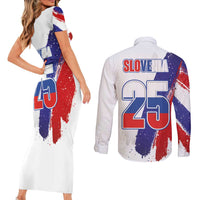 Slovenia Statehood Day Couples Matching Short Sleeve Bodycon Dress and Long Sleeve Button Shirt 25 June National Flag Color Brush Stroke Style