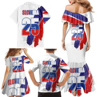 Slovenia Statehood Day Family Matching Mermaid Dress and Hawaiian Shirt 25 June National Flag Color Brush Stroke Style