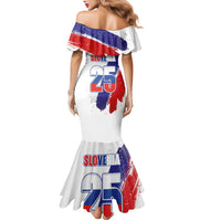 Slovenia Statehood Day Family Matching Mermaid Dress and Hawaiian Shirt 25 June National Flag Color Brush Stroke Style