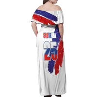 Slovenia Statehood Day Family Matching Off Shoulder Maxi Dress and Hawaiian Shirt 25 June National Flag Color Brush Stroke Style