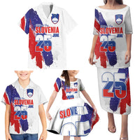 Slovenia Statehood Day Family Matching Puletasi and Hawaiian Shirt 25 June National Flag Color Brush Stroke Style