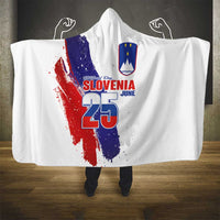 Slovenia Statehood Day Hooded Blanket 25 June National Flag Color Brush Stroke Style