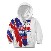 Slovenia Statehood Day Kid Hoodie 25 June National Flag Color Brush Stroke Style