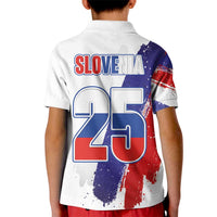 Slovenia Statehood Day Kid Polo Shirt 25 June National Flag Color Brush Stroke Style