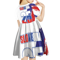 Slovenia Statehood Day Kid Short Sleeve Dress 25 June National Flag Color Brush Stroke Style