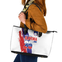 Slovenia Statehood Day Leather Tote Bag 25 June National Flag Color Brush Stroke Style