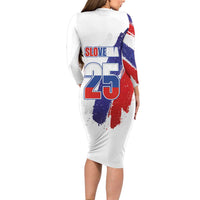 Slovenia Statehood Day Long Sleeve Bodycon Dress 25 June National Flag Color Brush Stroke Style