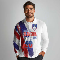 Slovenia Statehood Day Long Sleeve Polo Shirt 25 June National Flag Color Brush Stroke Style