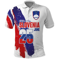 Slovenia Statehood Day Polo Shirt 25 June National Flag Color Brush Stroke Style