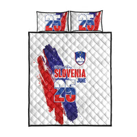 Slovenia Statehood Day Quilt Bed Set 25 June National Flag Color Brush Stroke Style