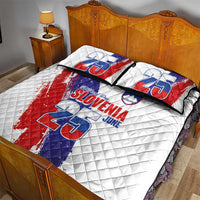 Slovenia Statehood Day Quilt Bed Set 25 June National Flag Color Brush Stroke Style