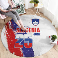 Slovenia Statehood Day Round Carpet 25 June National Flag Color Brush Stroke Style