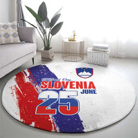 Slovenia Statehood Day Round Carpet 25 June National Flag Color Brush Stroke Style