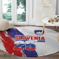 Slovenia Statehood Day Round Carpet 25 June National Flag Color Brush Stroke Style