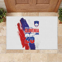 Slovenia Statehood Day Rubber Doormat 25 June National Flag Color Brush Stroke Style