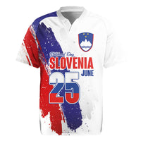 Slovenia Statehood Day Rugby Jersey 25 June National Flag Color Brush Stroke Style