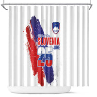 Slovenia Statehood Day Shower Curtain 25 June National Flag Color Brush Stroke Style