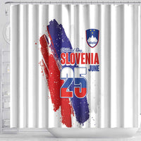 Slovenia Statehood Day Shower Curtain 25 June National Flag Color Brush Stroke Style