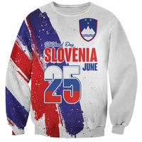 Slovenia Statehood Day Sweatshirt 25 June National Flag Color Brush Stroke Style