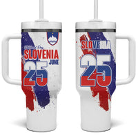 Slovenia Statehood Day Tumbler With Handle 25 June National Flag Color Brush Stroke Style