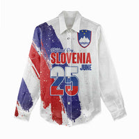 Slovenia Statehood Day Women Casual Shirt 25 June National Flag Color Brush Stroke Style