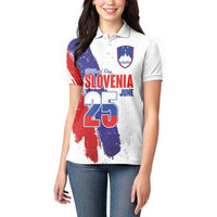 Slovenia Statehood Day Women Polo Shirt 25 June National Flag Color Brush Stroke Style