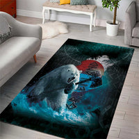 Greenlandic Polar Bear Warrior Area Rug Nordic and Runes Style - Wonder Print Shop