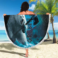 Greenlandic Polar Bear Warrior Beach Blanket Nordic and Runes Style - Wonder Print Shop