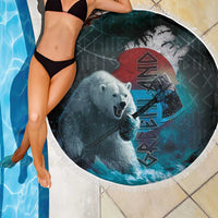 Greenlandic Polar Bear Warrior Beach Blanket Nordic and Runes Style - Wonder Print Shop