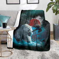 Greenlandic Polar Bear Warrior Blanket Nordic and Runes Style - Wonder Print Shop