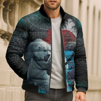 Greenlandic Polar Bear Warrior Bomber Puffer Jacket Nordic and Runes Style - Wonder Print Shop
