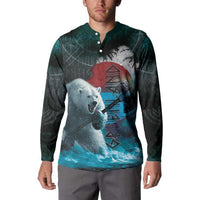 Greenlandic Polar Bear Warrior Button Sweatshirt Nordic and Runes Style - Wonder Print Shop