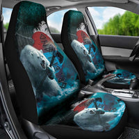 Greenlandic Polar Bear Warrior Car Seat Cover Nordic and Runes Style - Wonder Print Shop