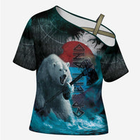 Greenlandic Polar Bear Warrior Cross Shoulder Shirt Nordic and Runes Style - Wonder Print Shop