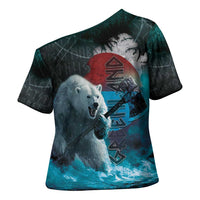 Greenlandic Polar Bear Warrior Cross Shoulder Shirt Nordic and Runes Style - Wonder Print Shop