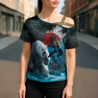 Greenlandic Polar Bear Warrior Cross Shoulder Shirt Nordic and Runes Style - Wonder Print Shop