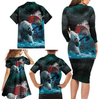 Greenlandic Polar Bear Warrior Family Matching Long Sleeve Bodycon Dress and Hawaiian Shirt Nordic and Runes Style - Wonder Print Shop
