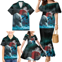 Greenlandic Polar Bear Warrior Family Matching Mermaid Dress and Hawaiian Shirt Nordic and Runes Style - Wonder Print Shop