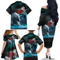 Greenlandic Polar Bear Warrior Family Matching Off The Shoulder Long Sleeve Dress and Hawaiian Shirt Nordic and Runes Style - Wonder Print Shop
