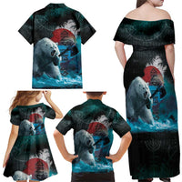 Greenlandic Polar Bear Warrior Family Matching Off Shoulder Maxi Dress and Hawaiian Shirt Nordic and Runes Style - Wonder Print Shop