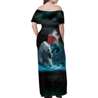 Greenlandic Polar Bear Warrior Family Matching Off Shoulder Maxi Dress and Hawaiian Shirt Nordic and Runes Style - Wonder Print Shop