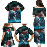 Greenlandic Polar Bear Warrior Family Matching Puletasi and Hawaiian Shirt Nordic and Runes Style - Wonder Print Shop