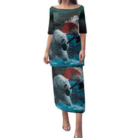 Greenlandic Polar Bear Warrior Family Matching Puletasi and Hawaiian Shirt Nordic and Runes Style - Wonder Print Shop