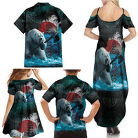 Greenlandic Polar Bear Warrior Family Matching Summer Maxi Dress and Hawaiian Shirt Nordic and Runes Style - Wonder Print Shop