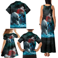 Greenlandic Polar Bear Warrior Family Matching Tank Maxi Dress and Hawaiian Shirt Nordic and Runes Style - Wonder Print Shop